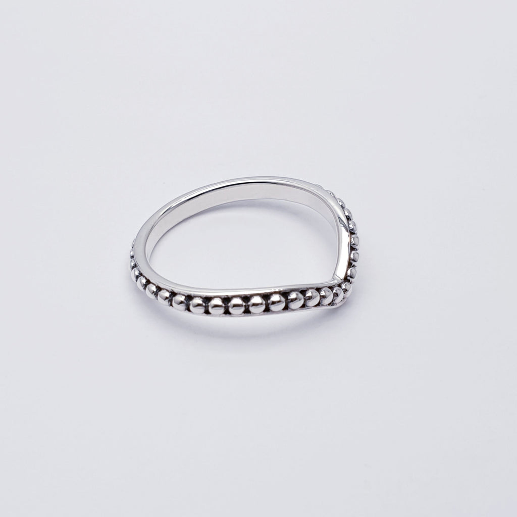 Sterling Silver Beaded Wishbone Ring