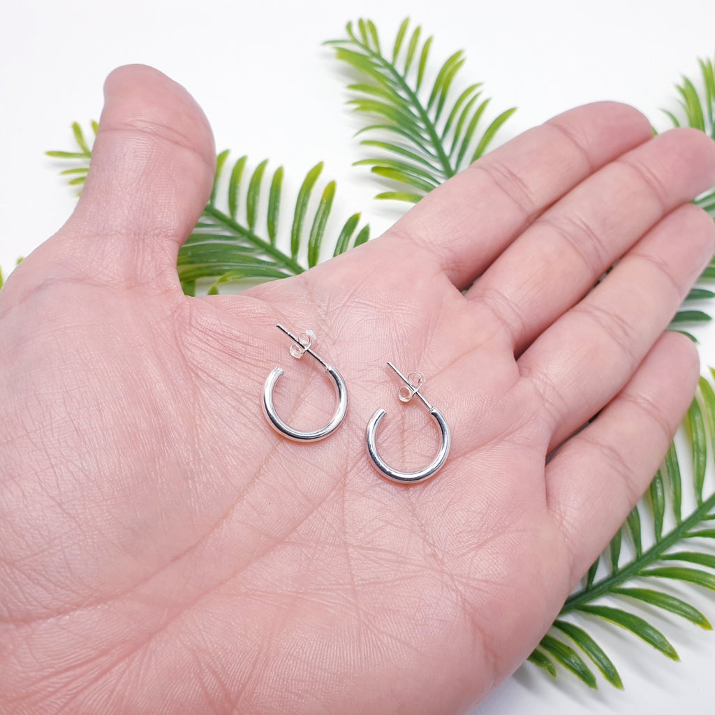 Sterling Silver Simple Small Half Hoops