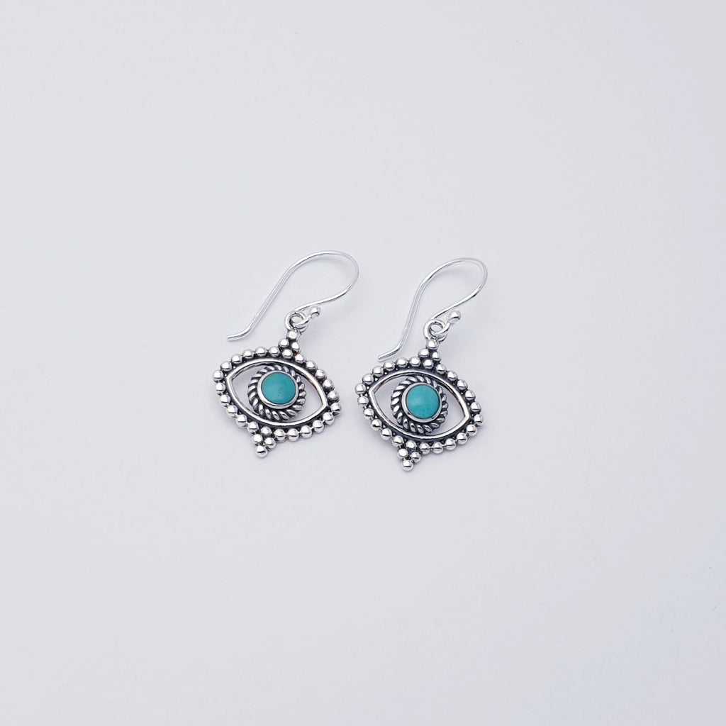 Turquoise Sterling Silver Eye Earrings