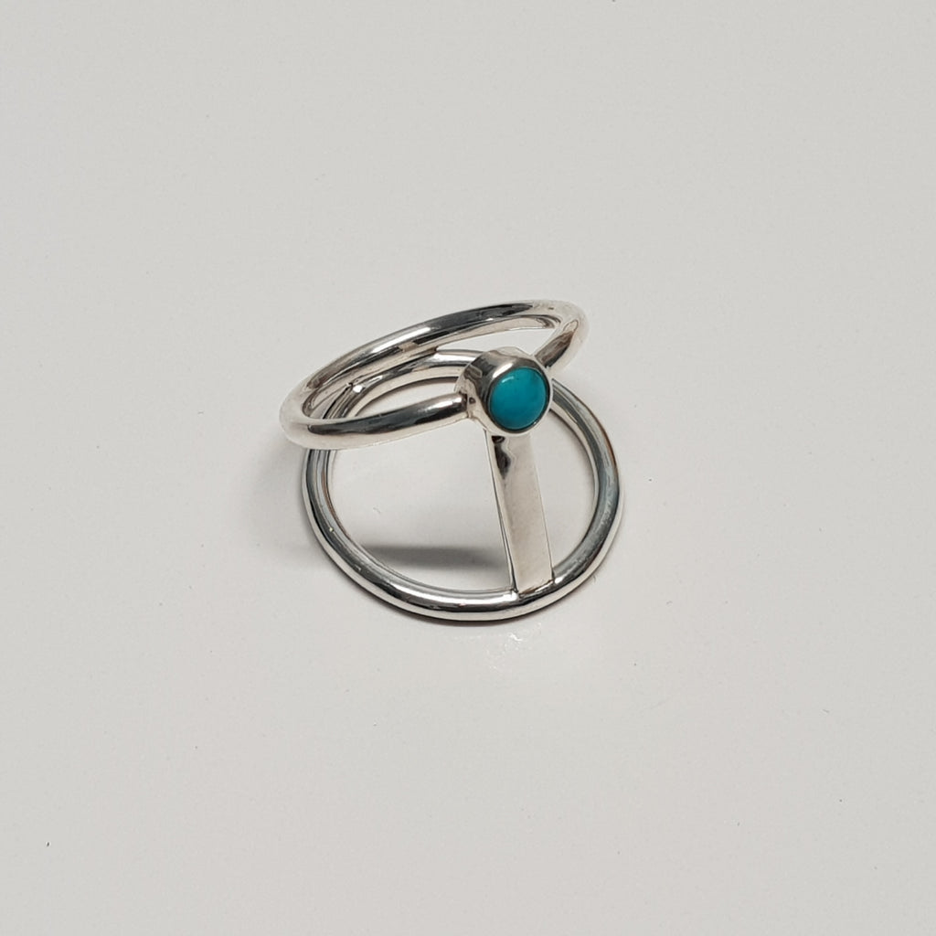 Turquoise Sterling Silver Silver Bar Ring