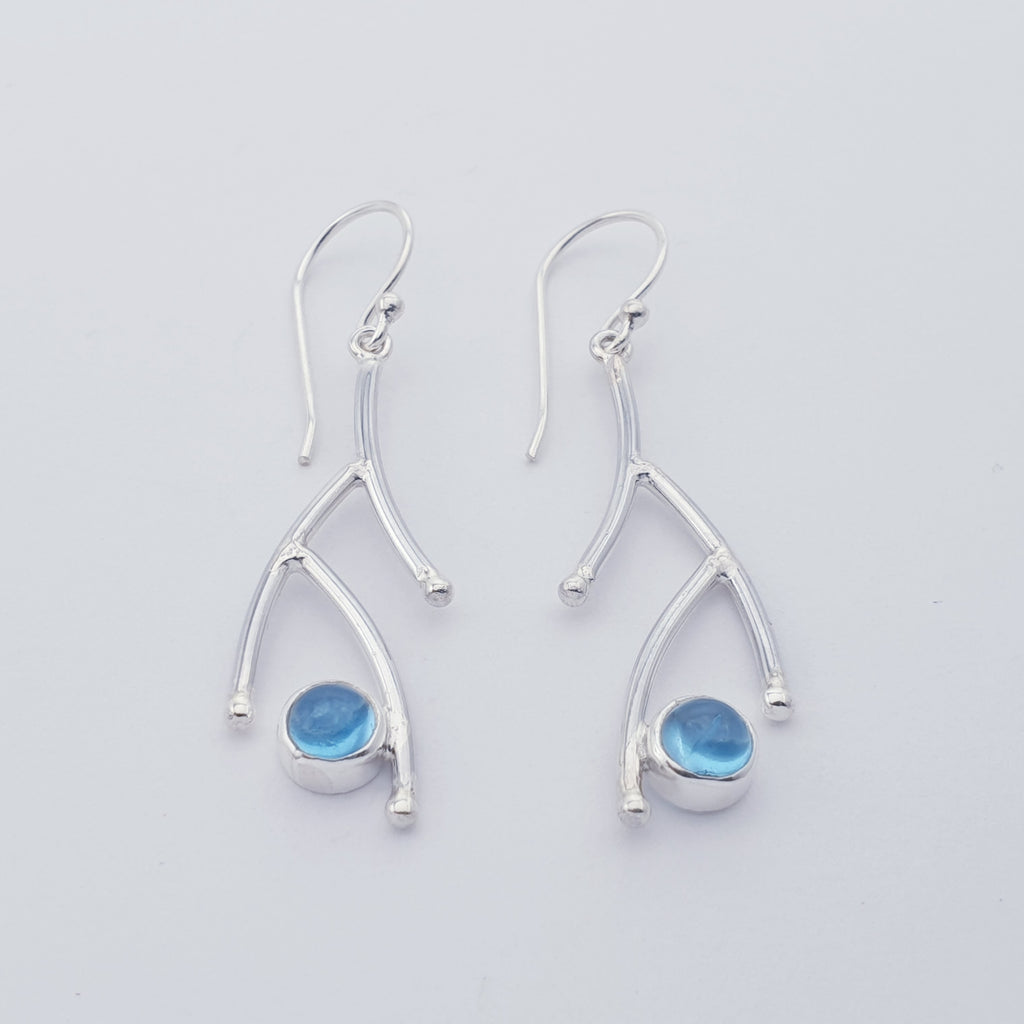 Blue Topaz Twig Earrings
