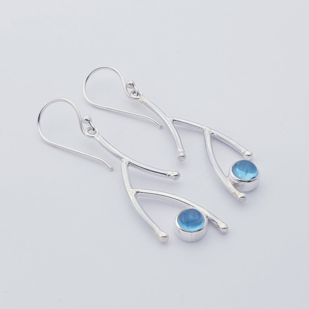 Blue Topaz Twig Earrings
