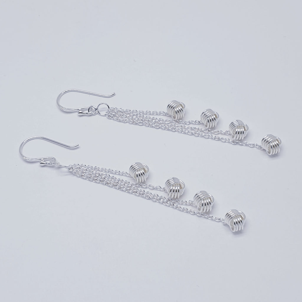Sterling Silver Cascade Knot Earrings