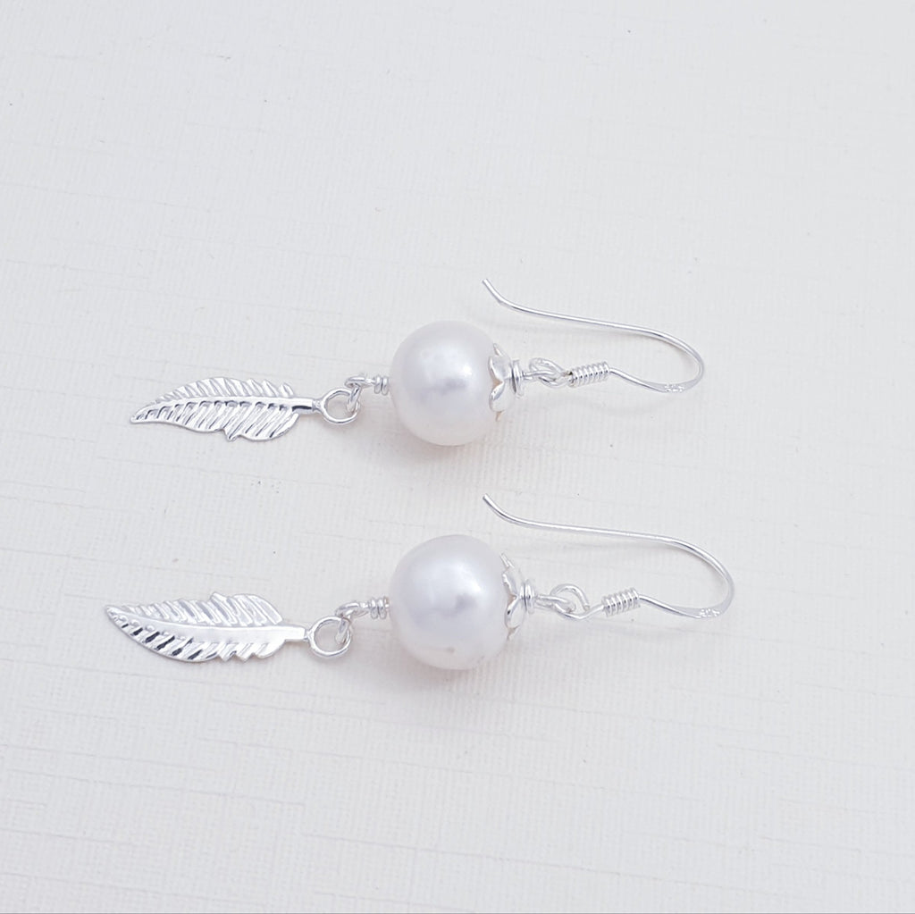 Pearl Sterling Silver Feather Jewellery Set