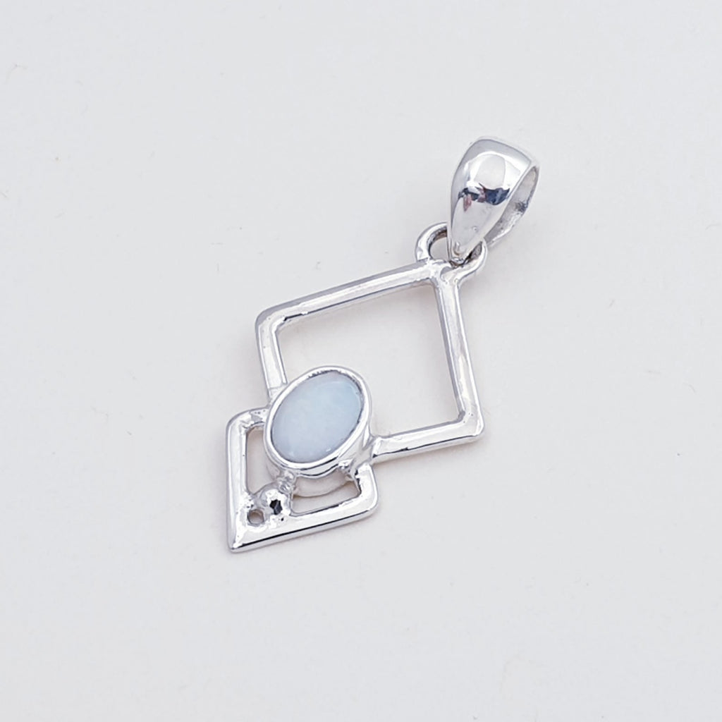 White Opal Sterling Silver Triangulum Pendant