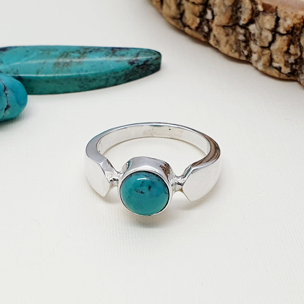 Turquoise Sterling Silver Enya Ring - Size M1/2