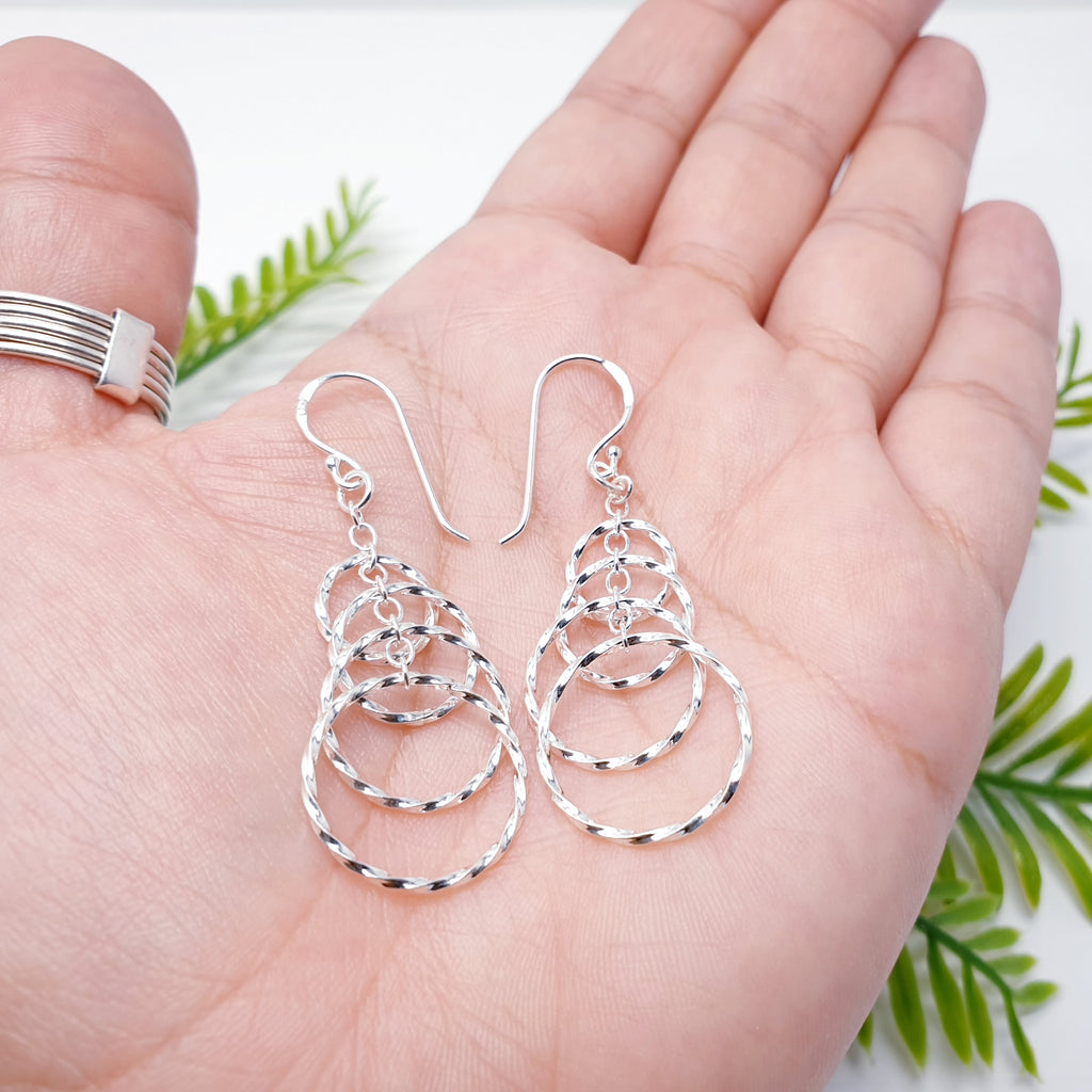Sterling Silver Hammered Circles Earrings