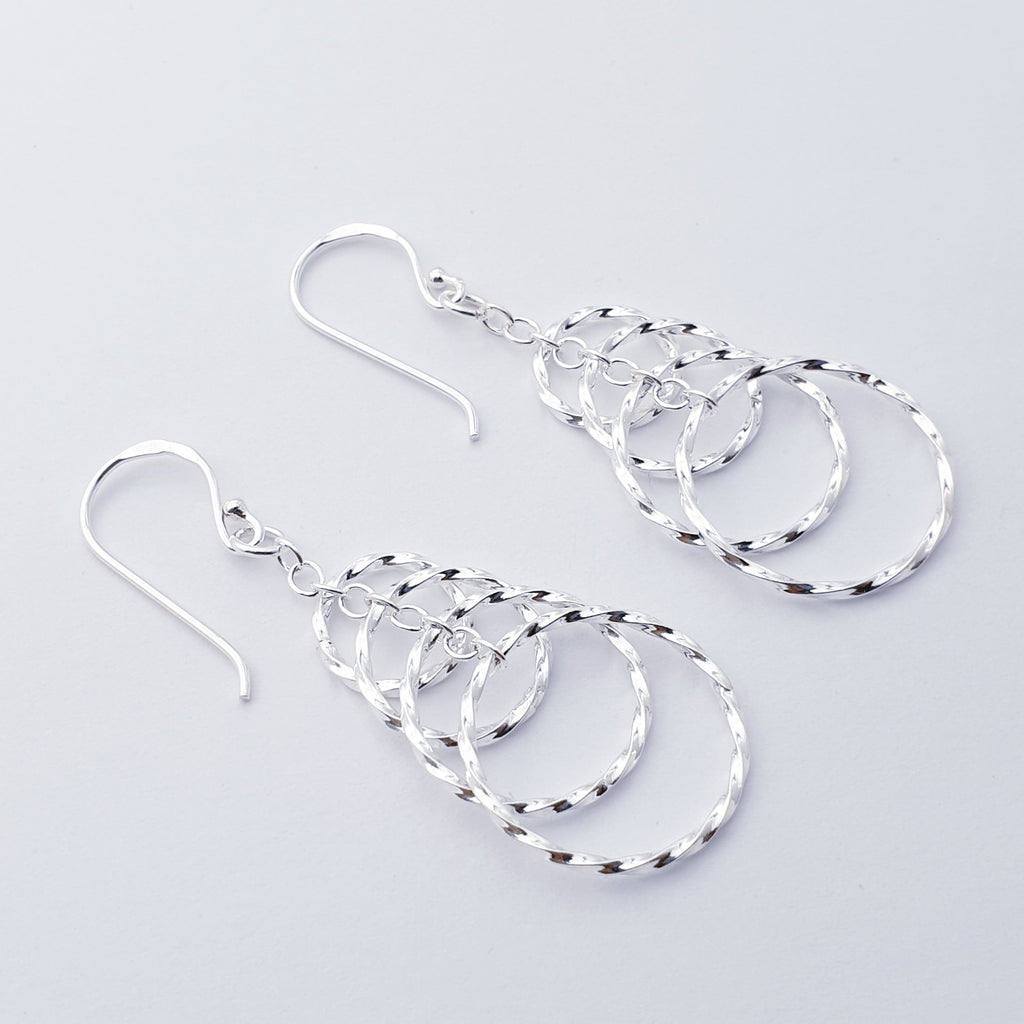 Sterling Silver Hammered Circles Earrings