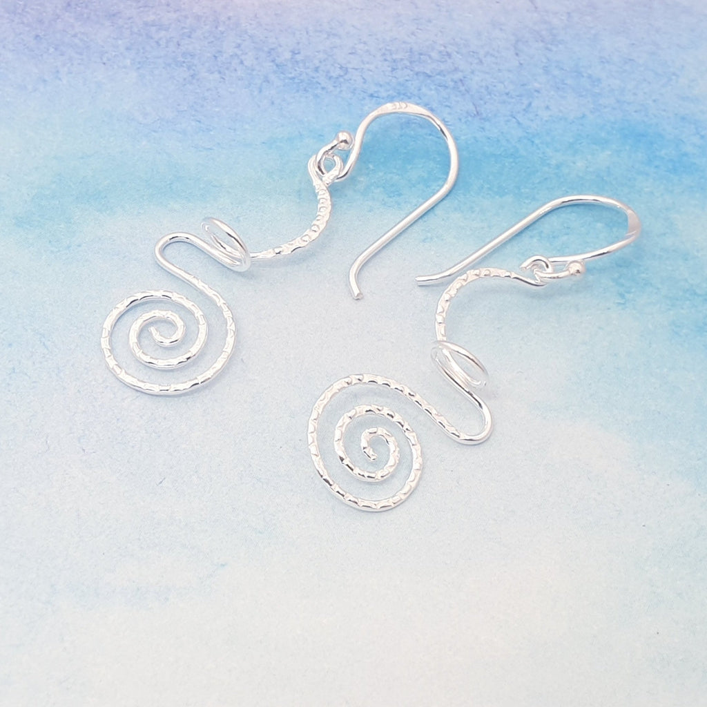 Sterling Silver Three Dimensional Spiral Earrings