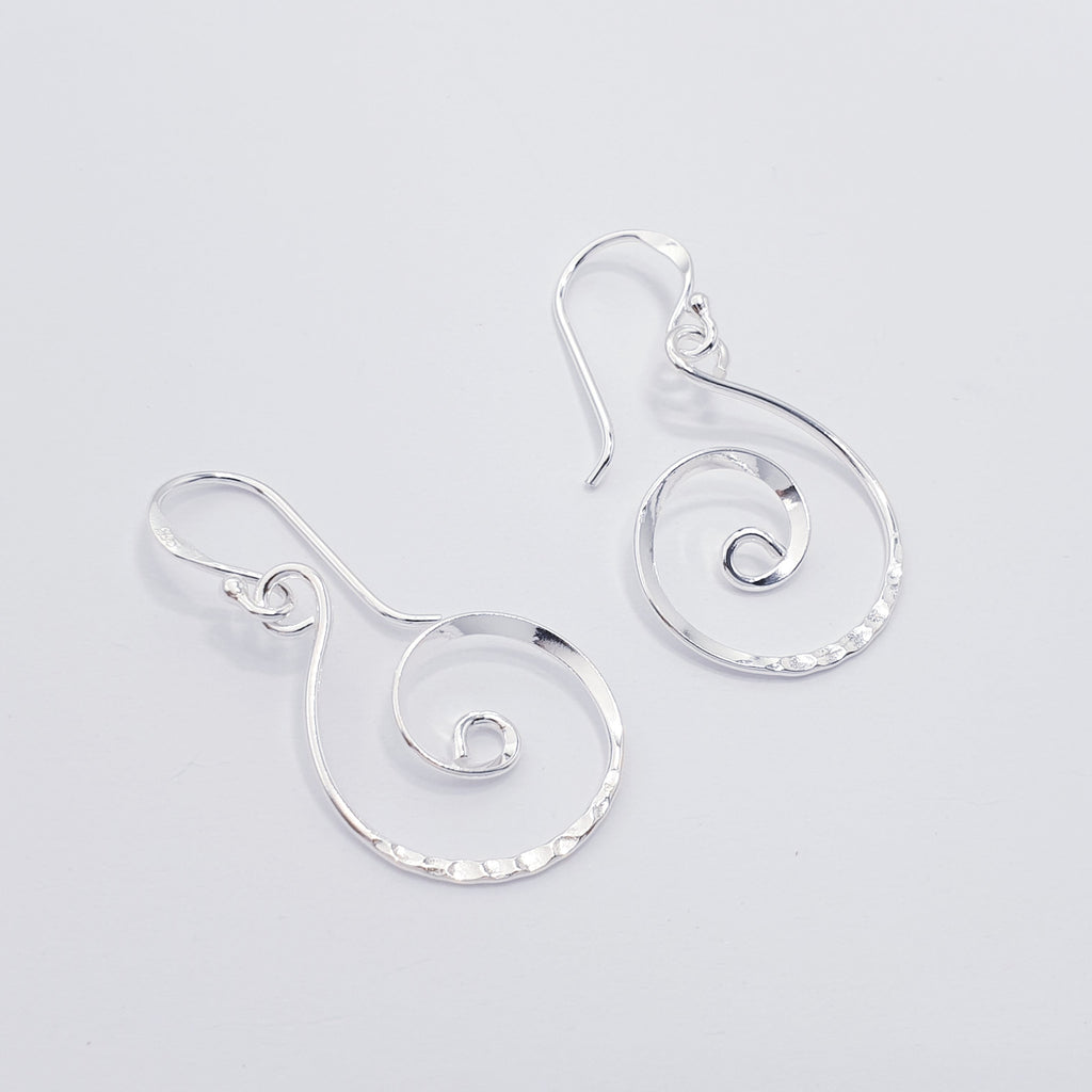 Sterling Silver Hammered Swirl Earrings