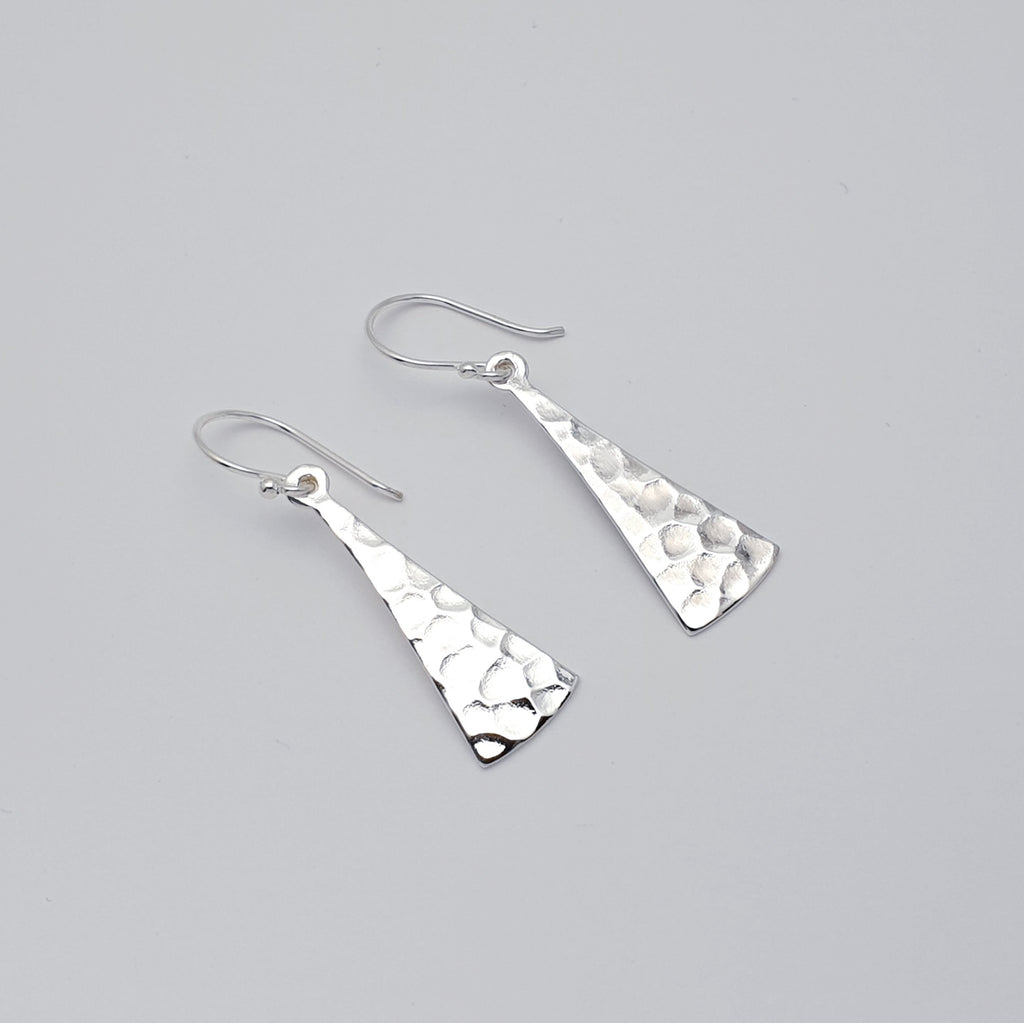 Sterling Silver Hammered Triangle Earrings