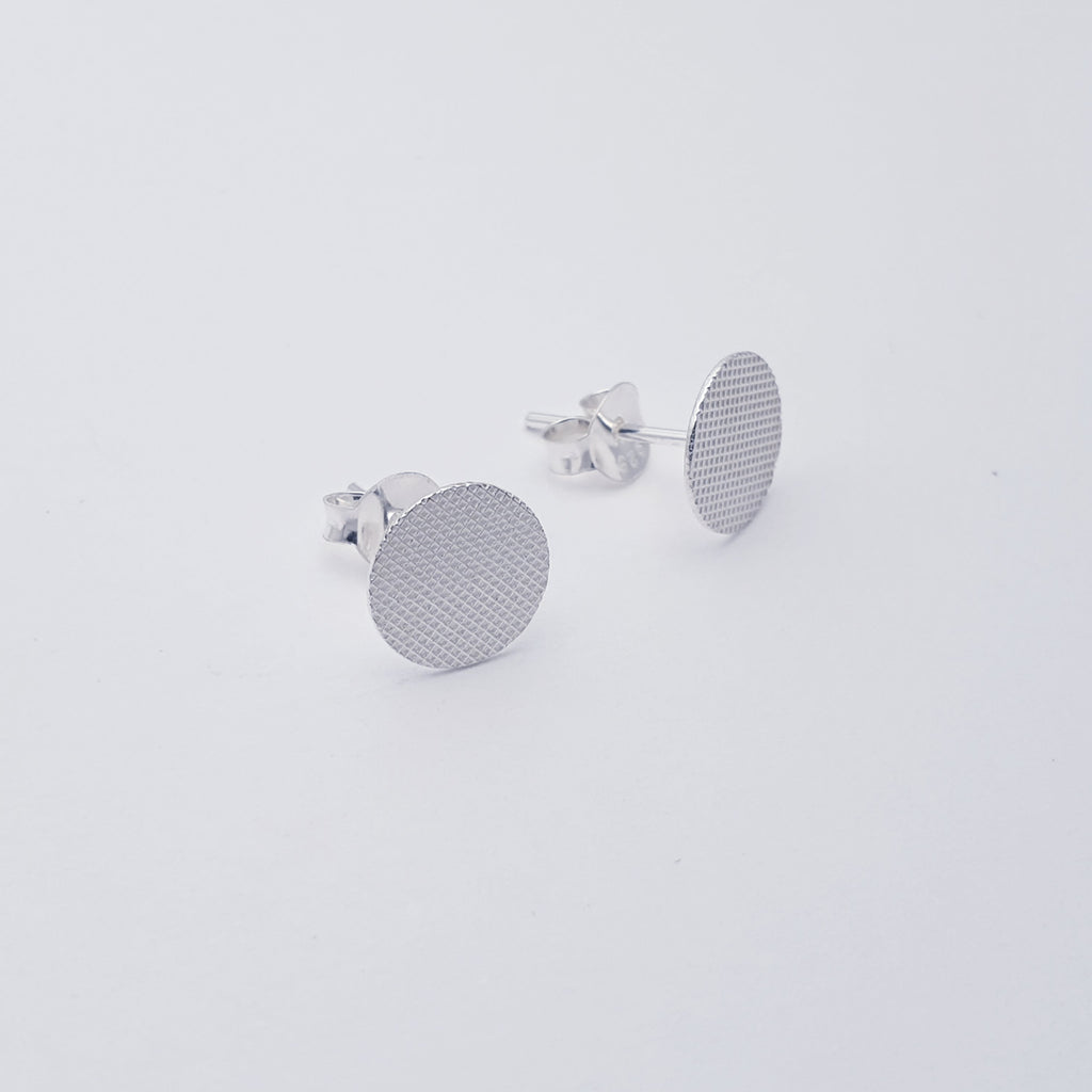 Sterling Silver Textured Disk Studs