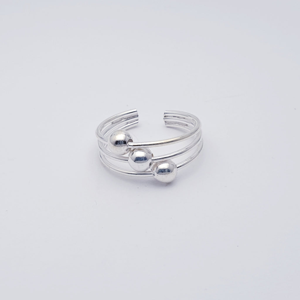 Sterling Silver Triple Ball Toe Ring