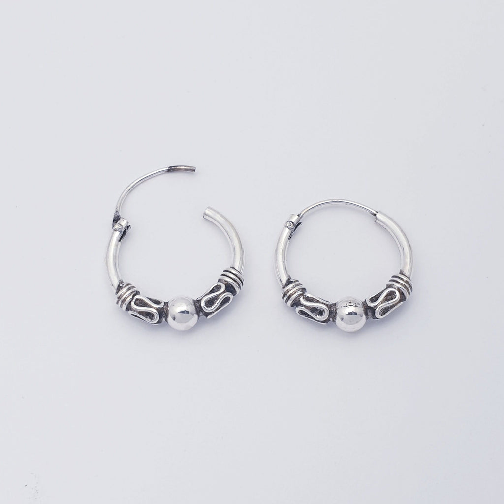 Sterling Silver Indo Ball 1.6 cm Hoops