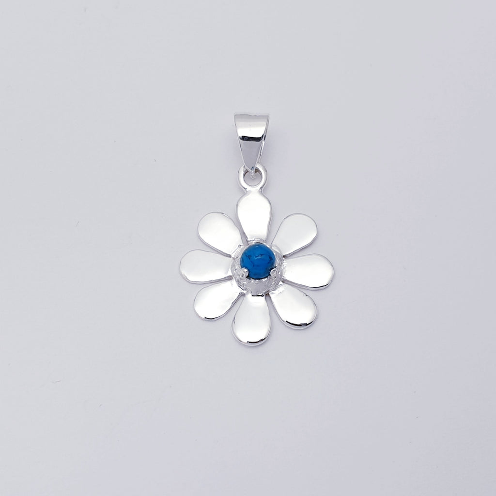 Turquoise Sterling Silver Daisy Pendant