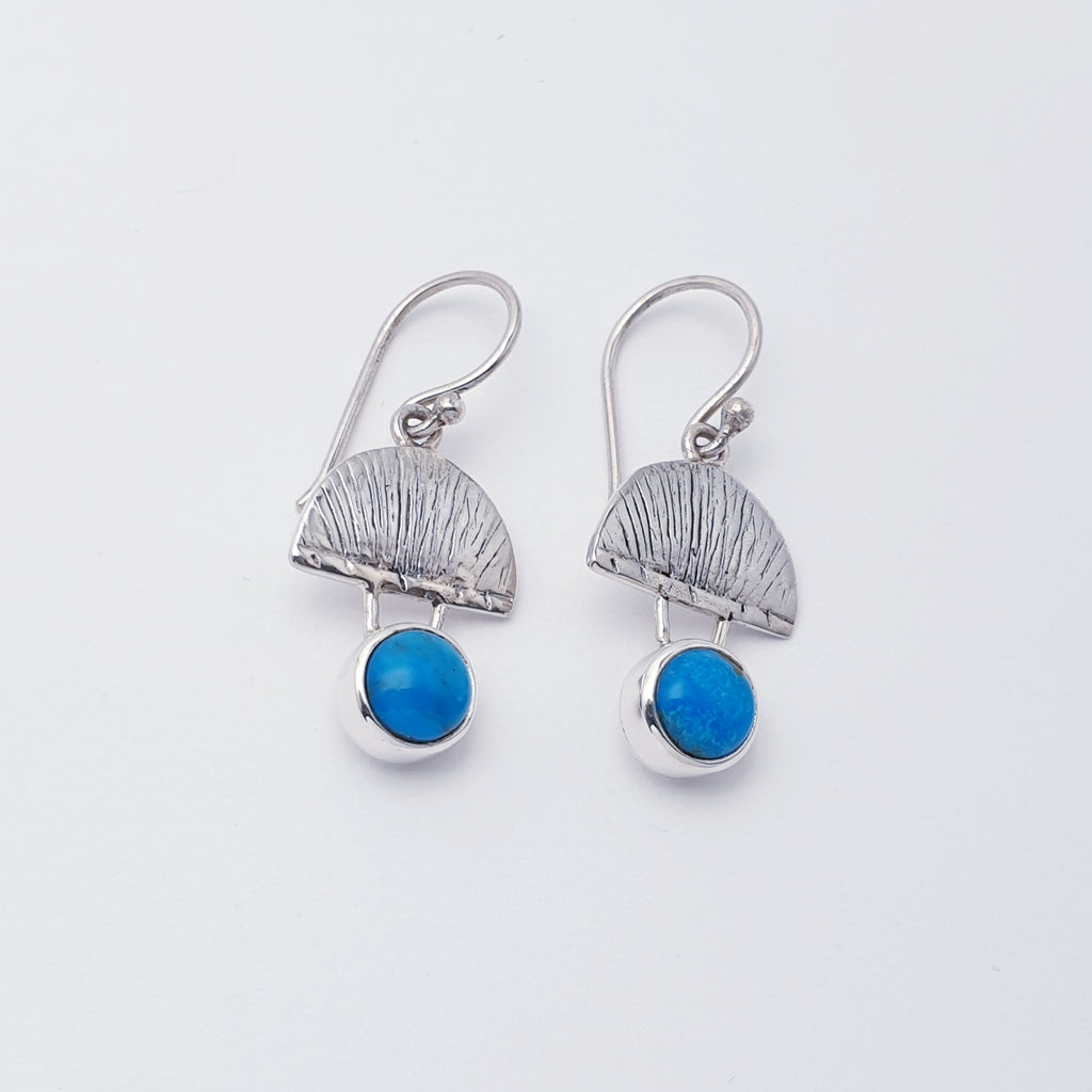 Turquoise Sterling Silver Greek Goddess Earrings