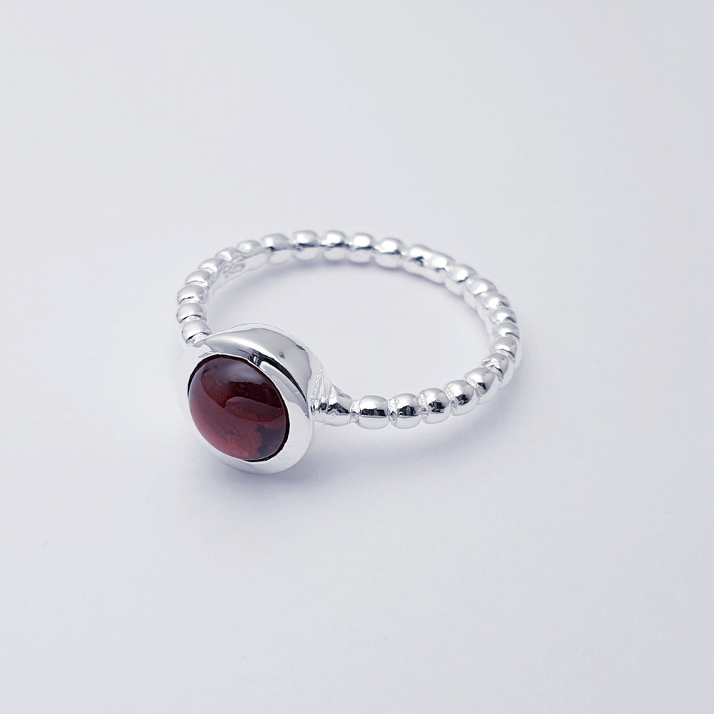 Garnet Sterling Silver Bubble Band Ring