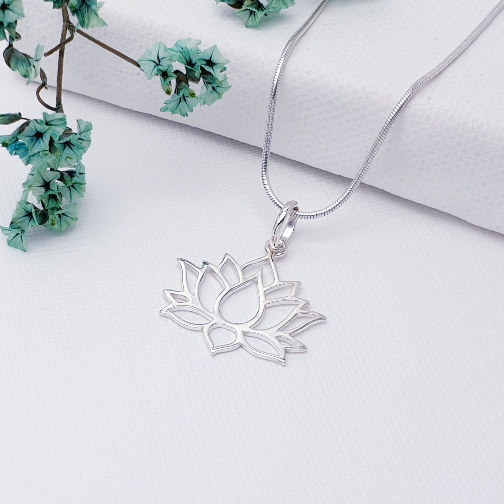 Sterling Silver shops Lotus Flower Pendant - Lotus Flower Jewelry - Anniversary Gift for Her - Silver Pendant - Silver Necklace - Floral Pendant