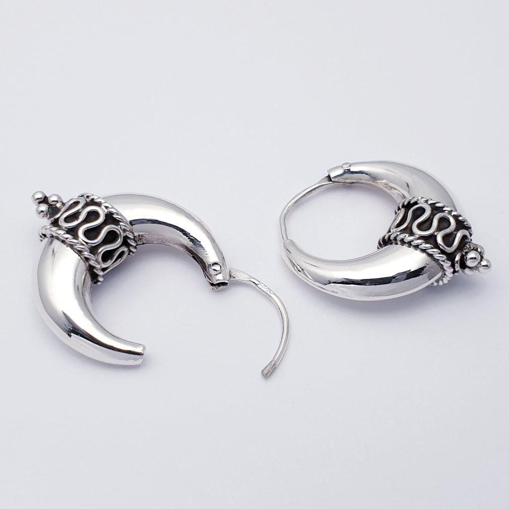 Sterling Silver Chunky Balinese Hoops