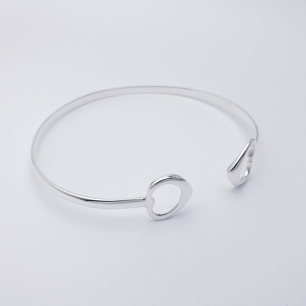 Sterling Silver Flat Heart Cuff Bracelet