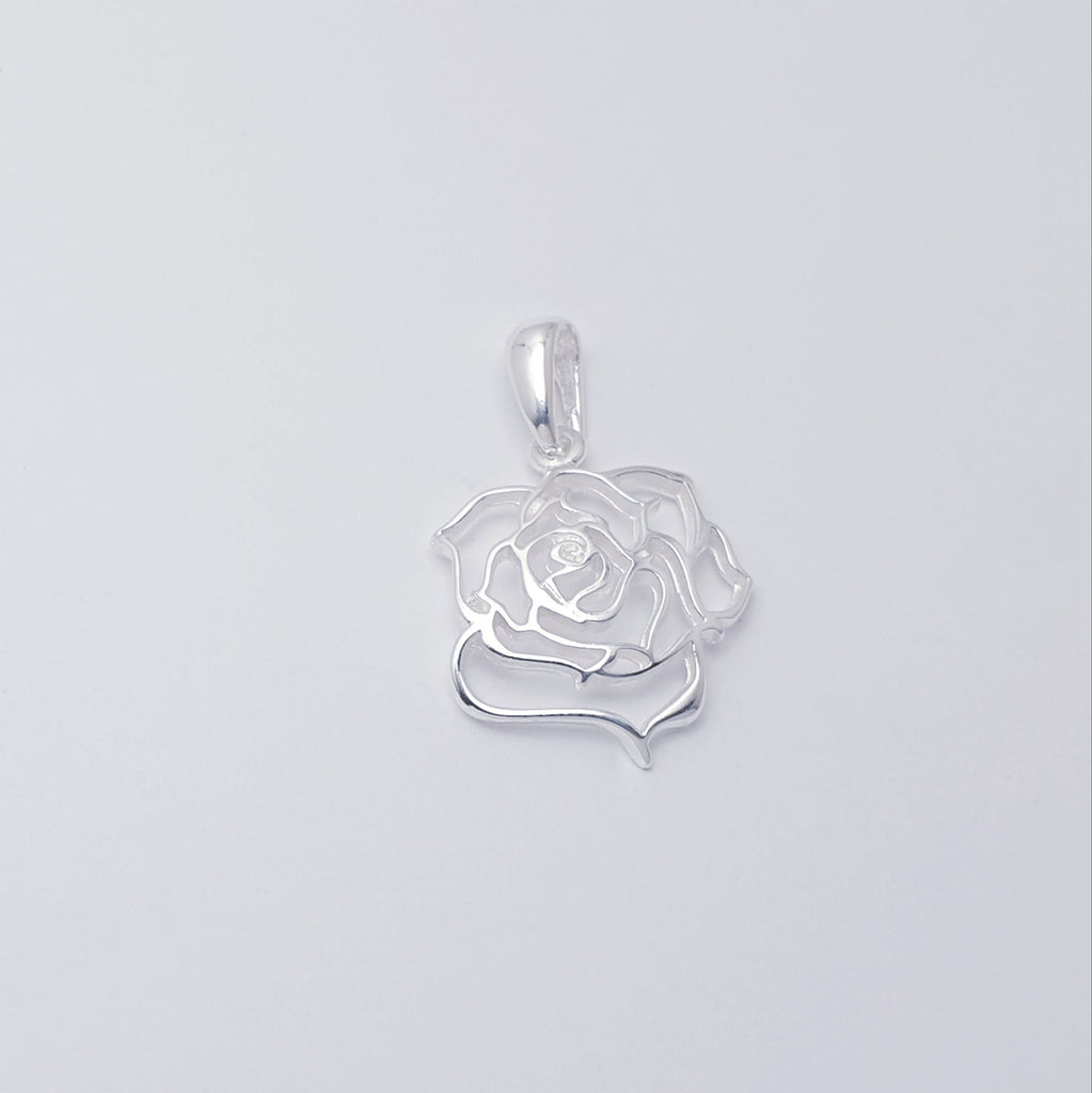 Sterling Silver Delicate Rose Pendant