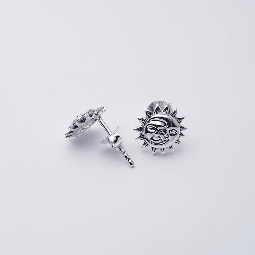 Sterling Silver Sun and Moon Studs