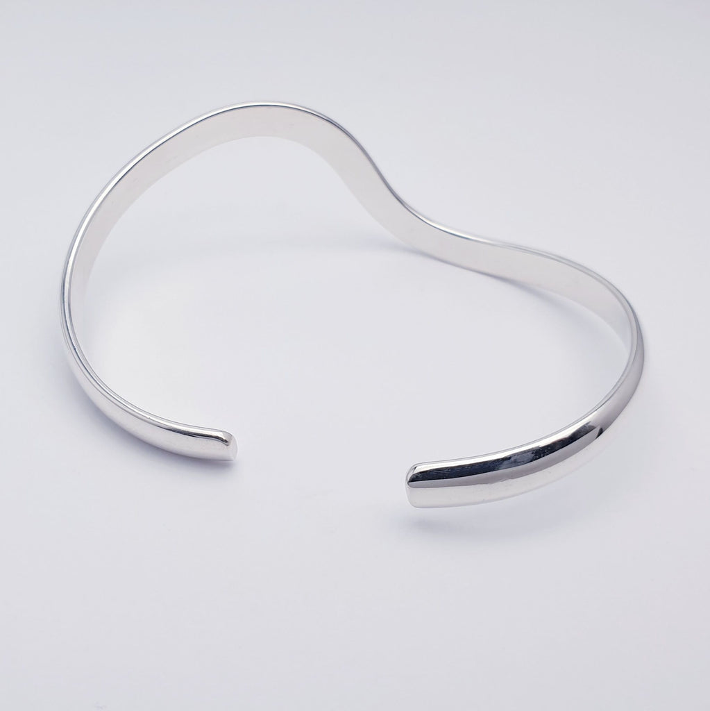 sterling silver wavey cuff bracelet