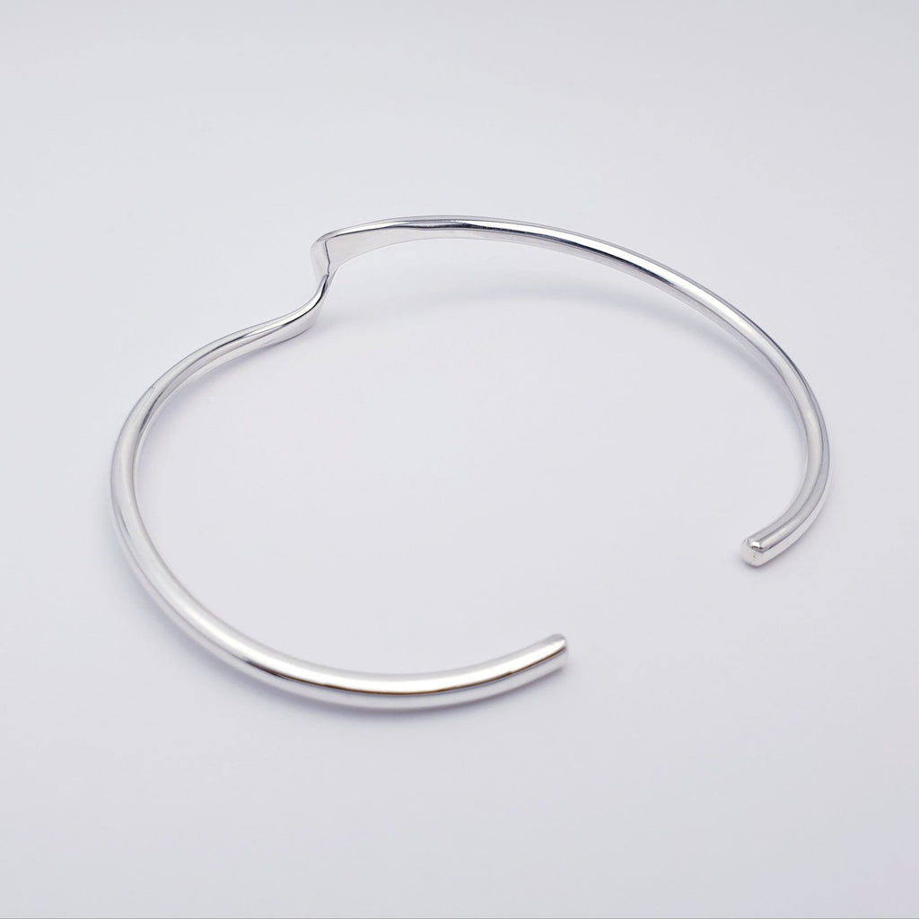 sterling silver wave shaped bangle cuff