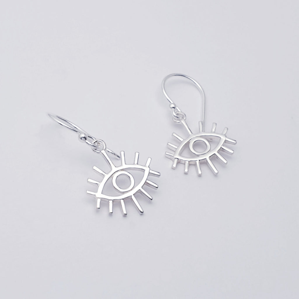 Sterling silver dangle drop mystic eye earrings