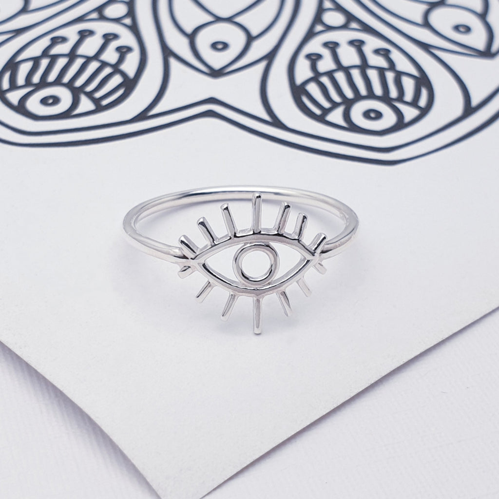 Dainty sterling silver all seeing eye ring