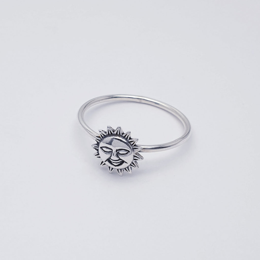 dainty sterling silver smiling sun ring