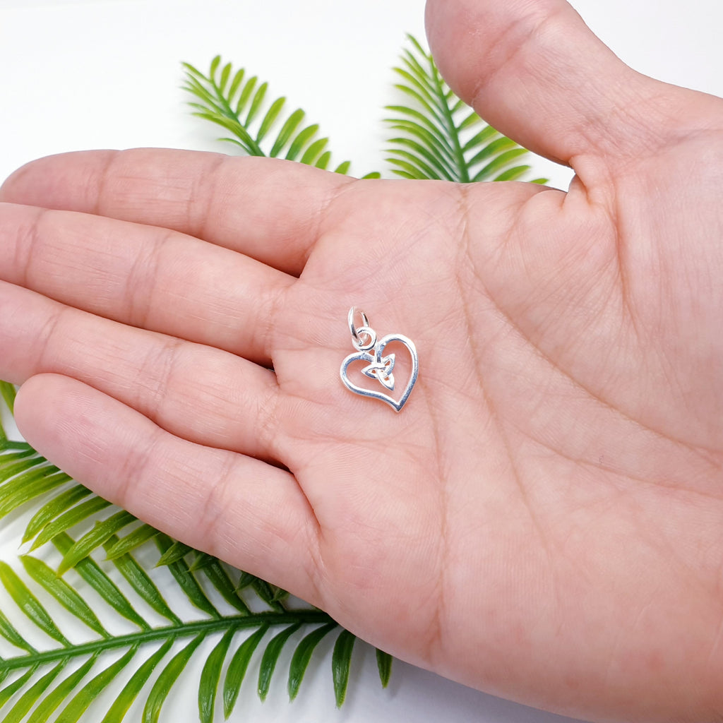 handmade heart and celtic knot sterling silver pendant.