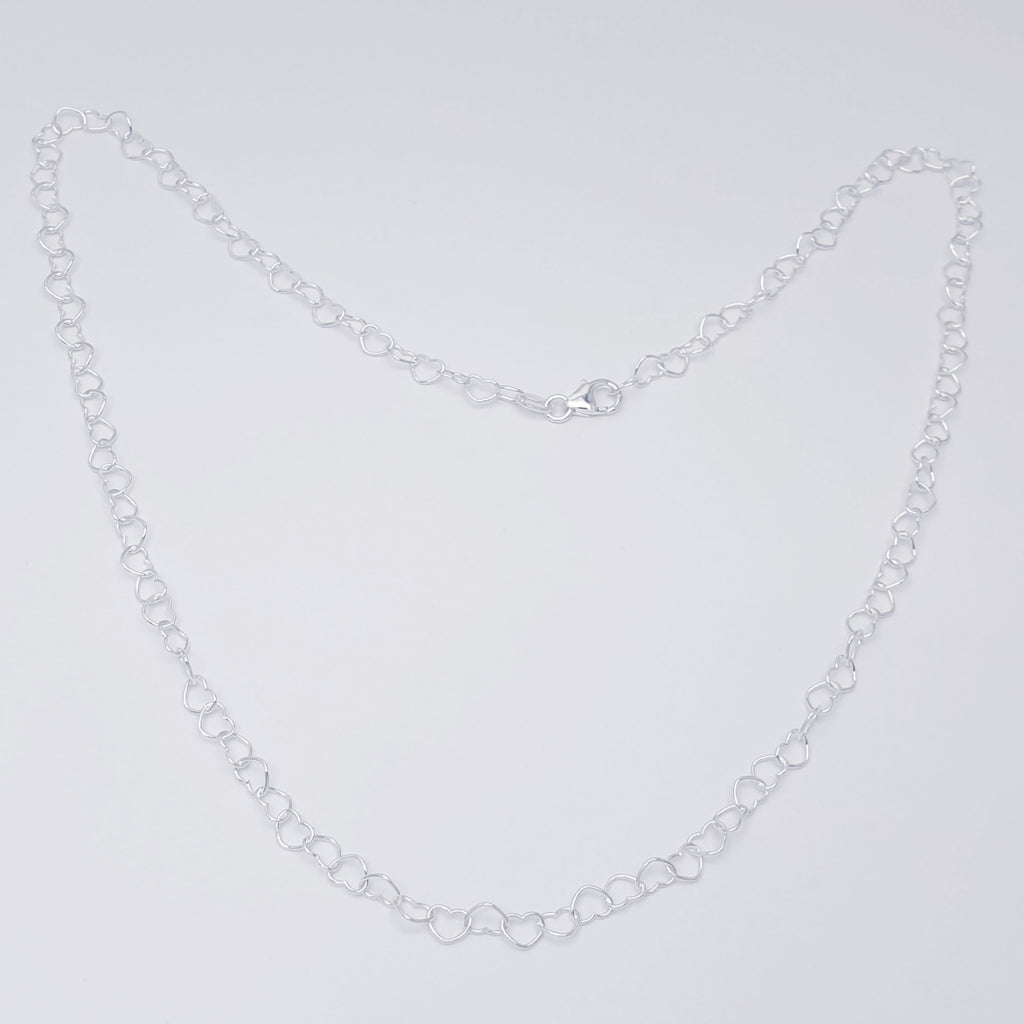 handmade delicate sterling silver heart chain necklace.