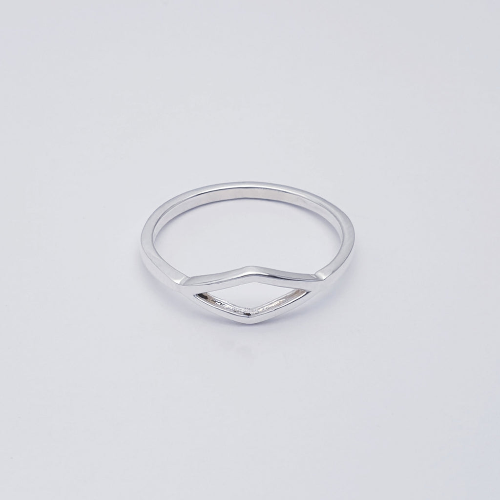 Handmade sterling silver rhombus, diamond shape ring.