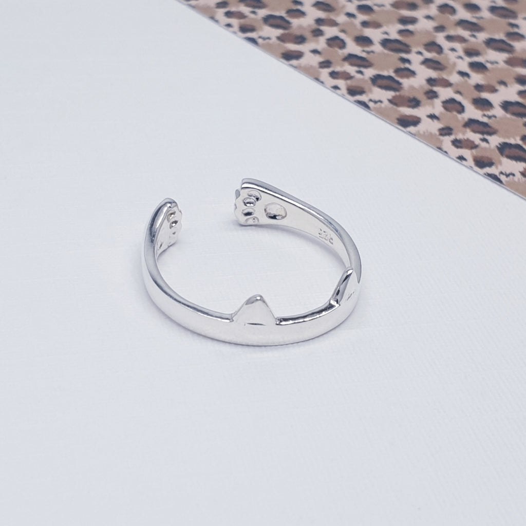 cute sterling silver pussy cat ring