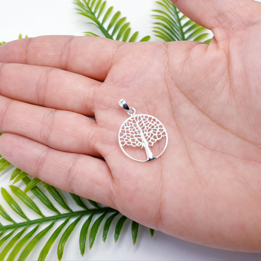 handmade sterling silver tree of life pendant.