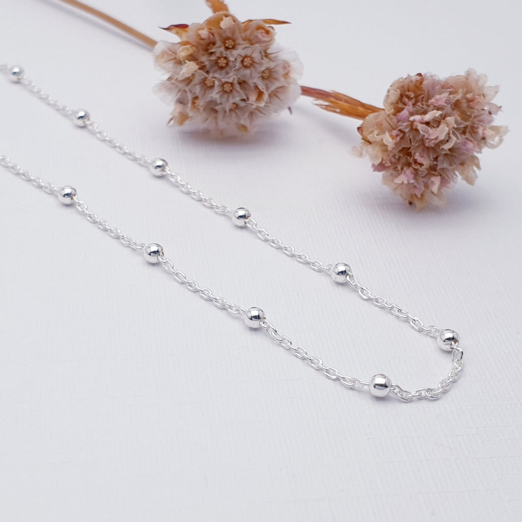 elegant, handmade sterling silver satellite chain necklace.