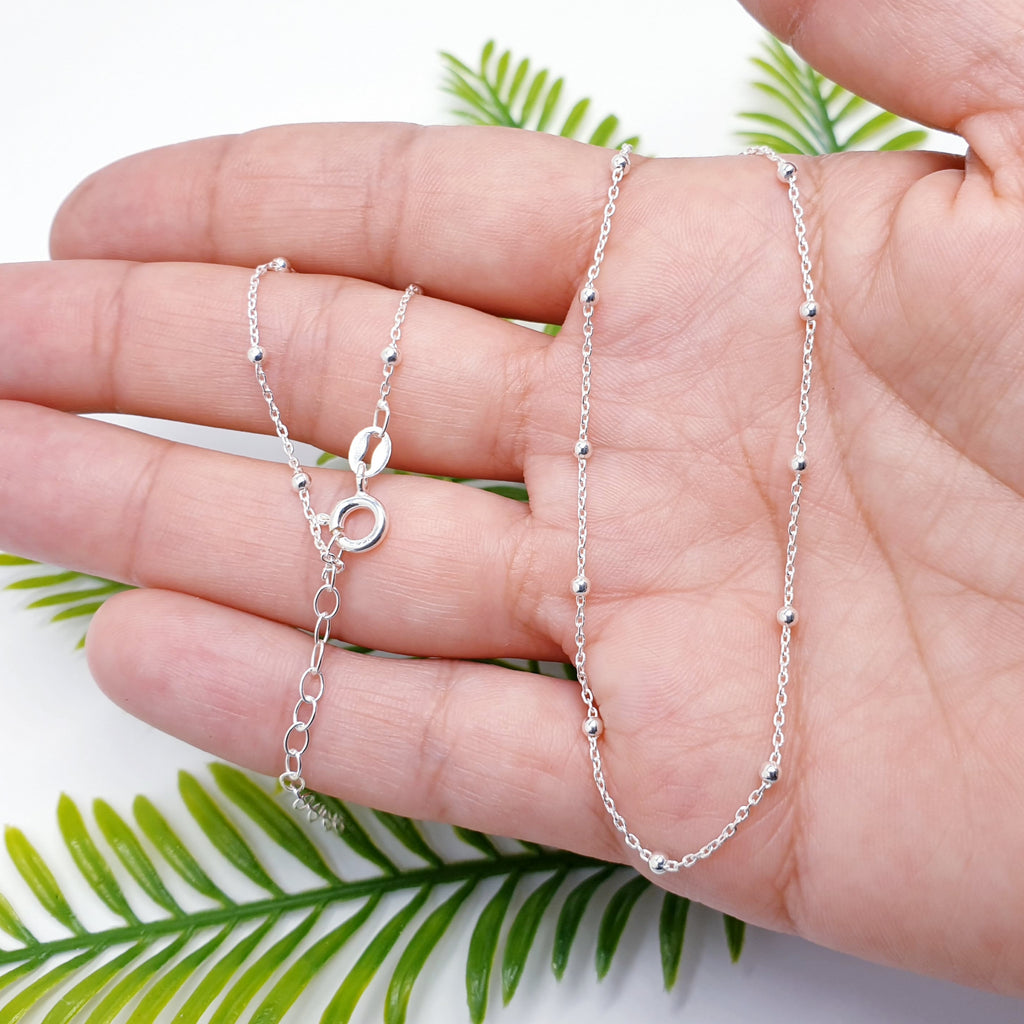 elegant, handmade sterling silver satellite chain necklace.