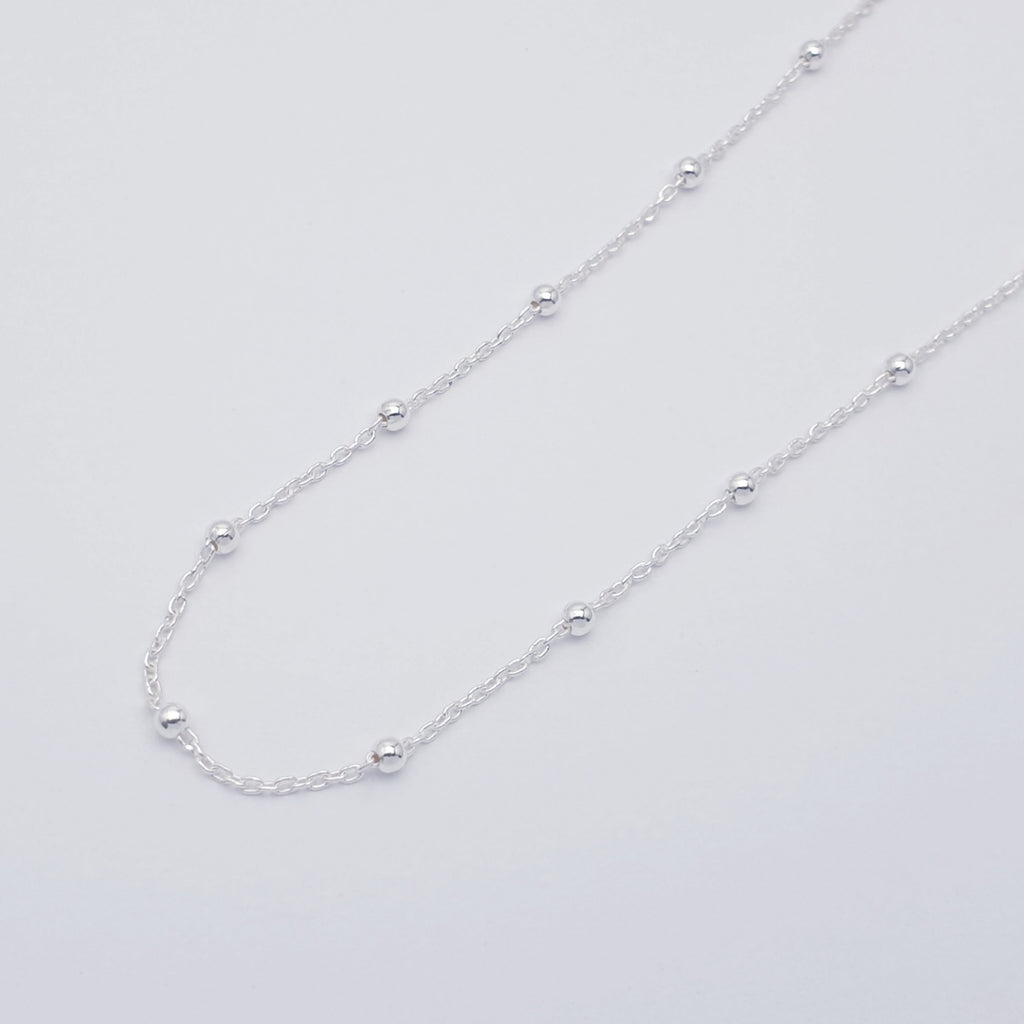 elegant, handmade sterling silver satellite chain necklace.