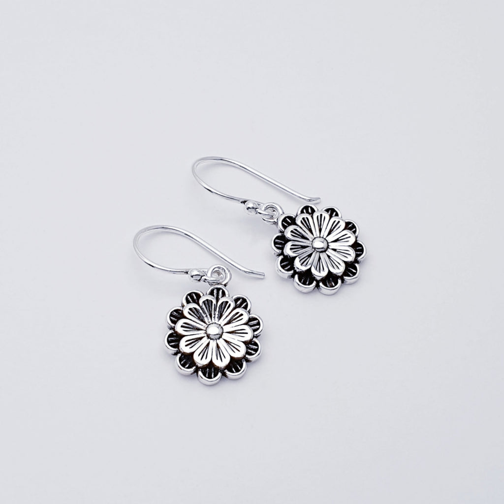 Sterling Silver Multi Petal Flower Earrings