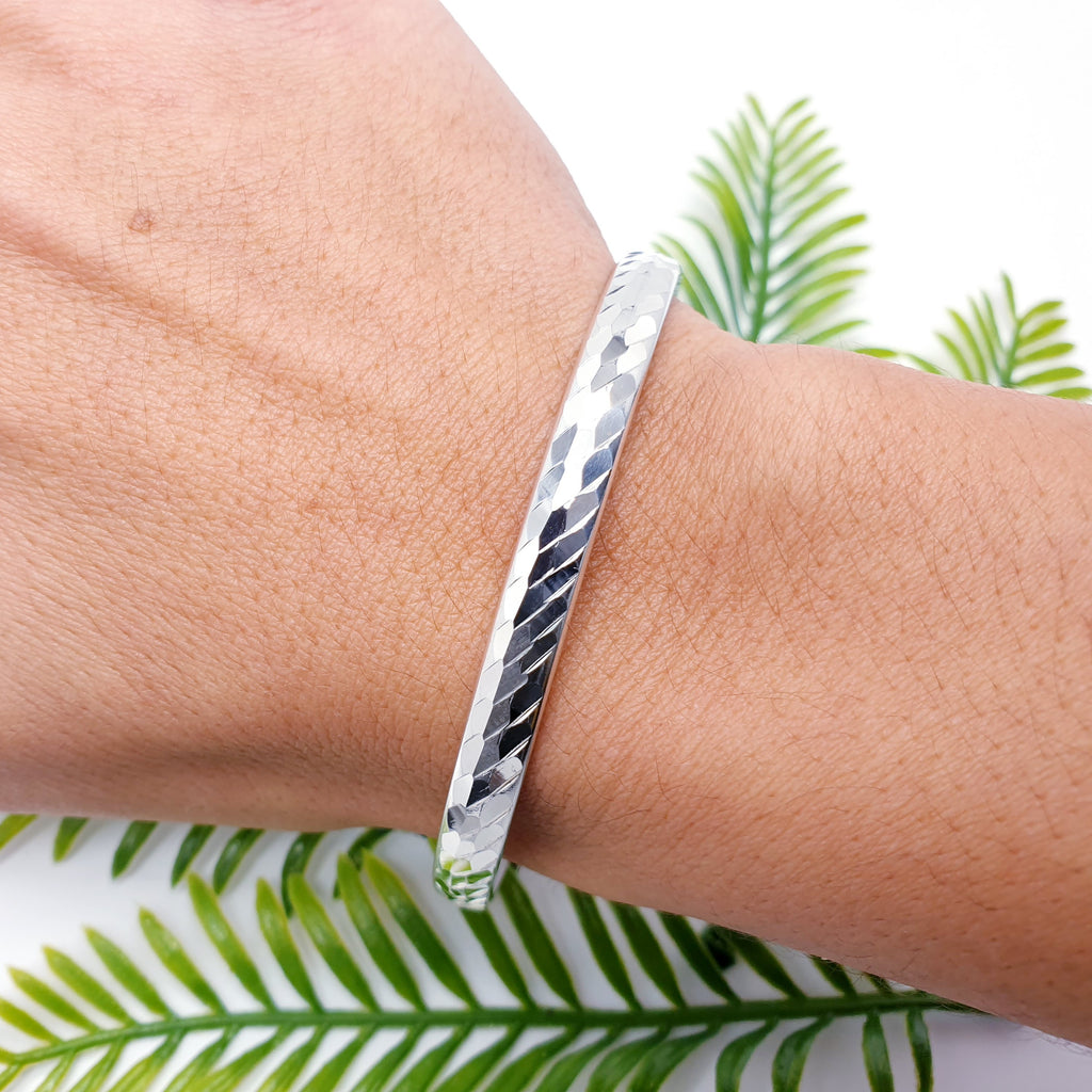 Sterling Silver Checkerboard Bangle