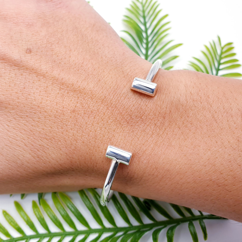 Sterling Silver T Bar Cuff Bracelet