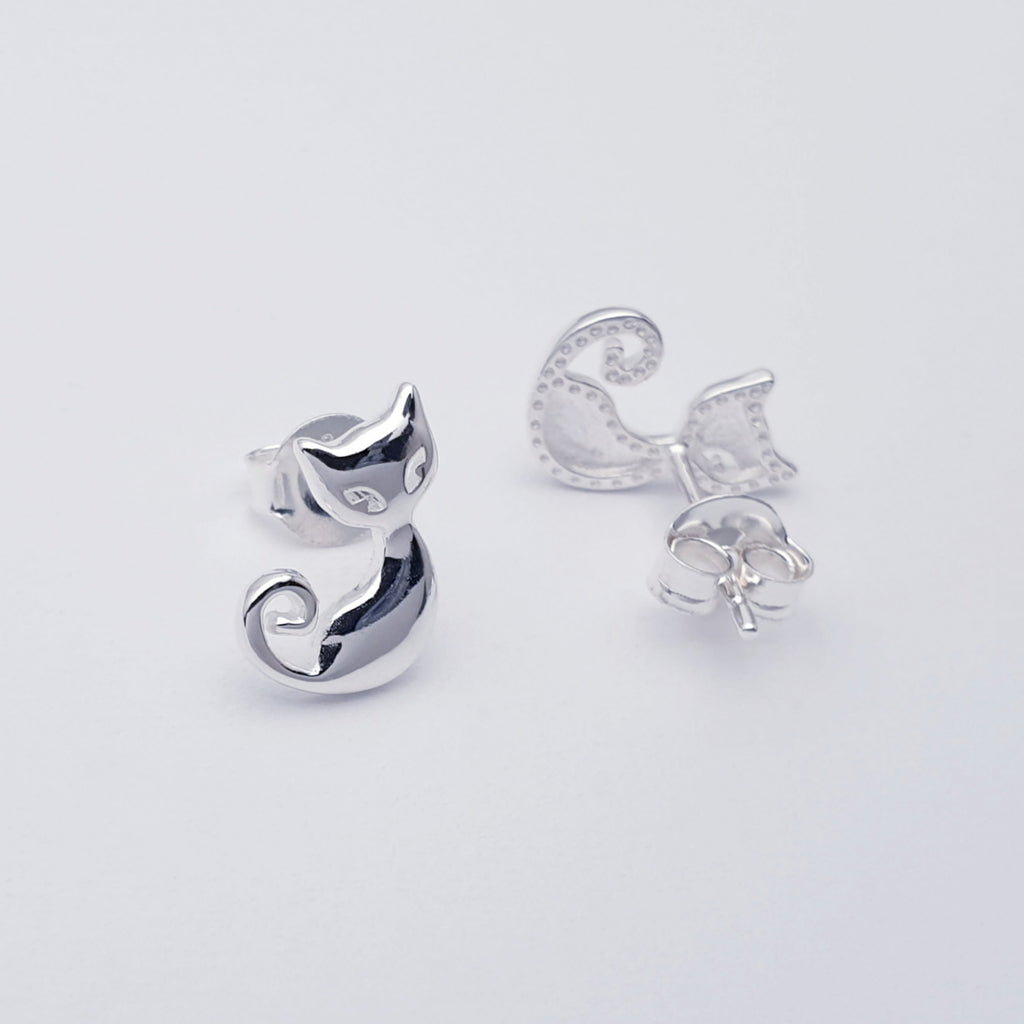 Sterling Silver Cat Studs