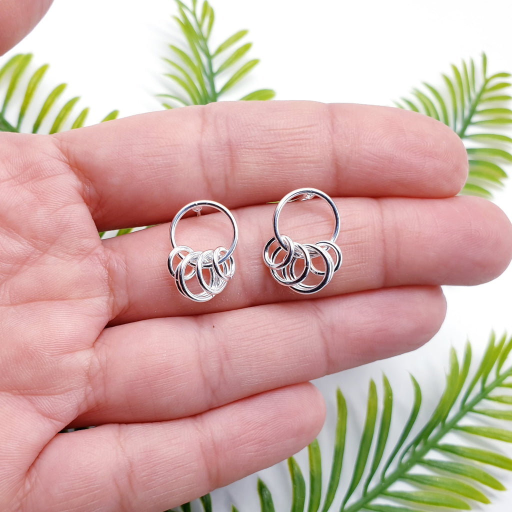 Sterling Silver Multi Link Stud Earrings