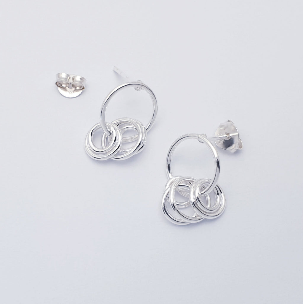 Sterling Silver Multi Link Stud Earrings