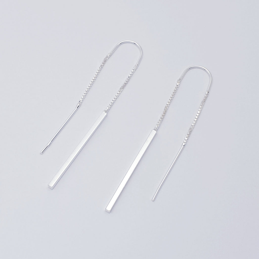 Sterling Silver Bar Pull Through Earrings