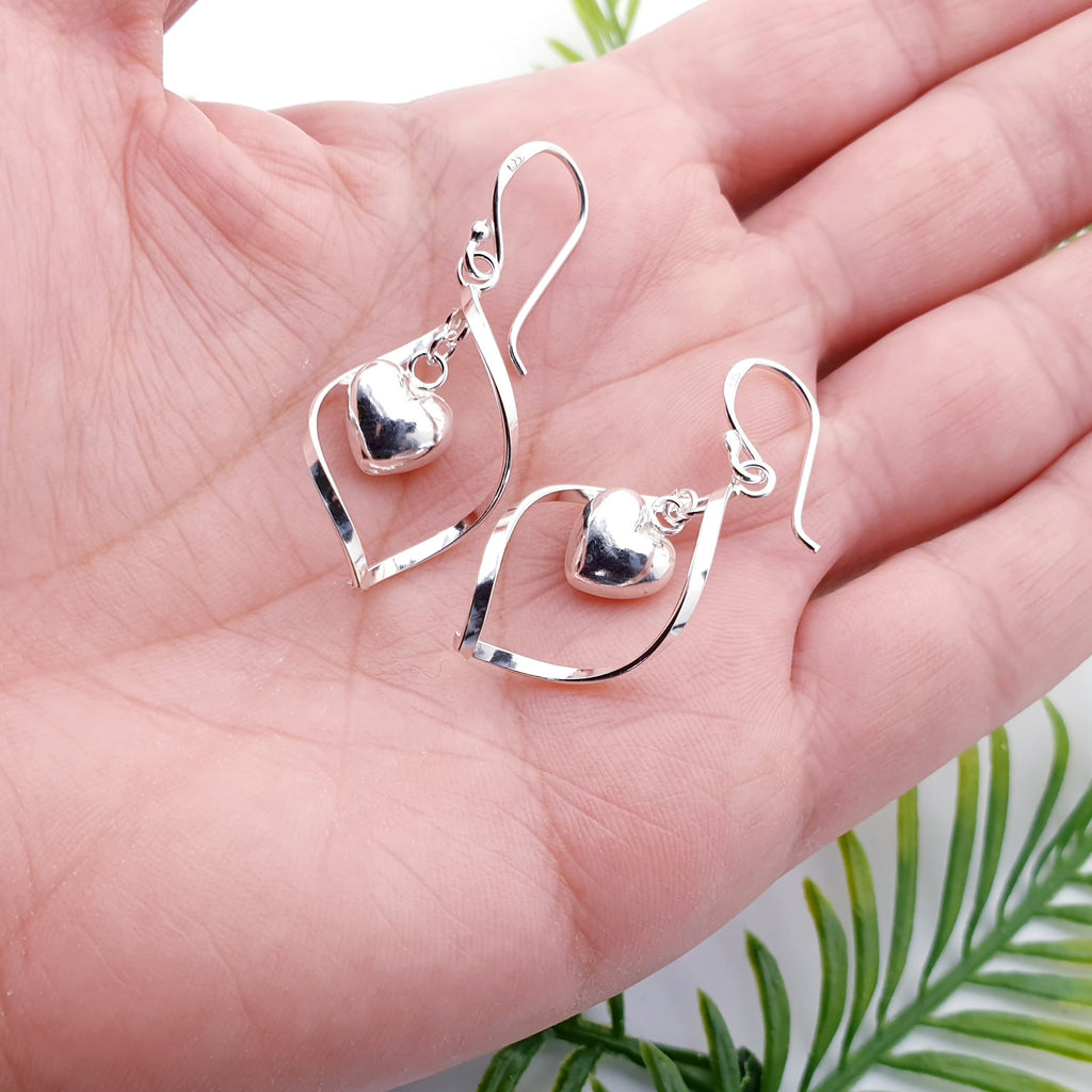 Sterling Silver Twisted Heart Earrings