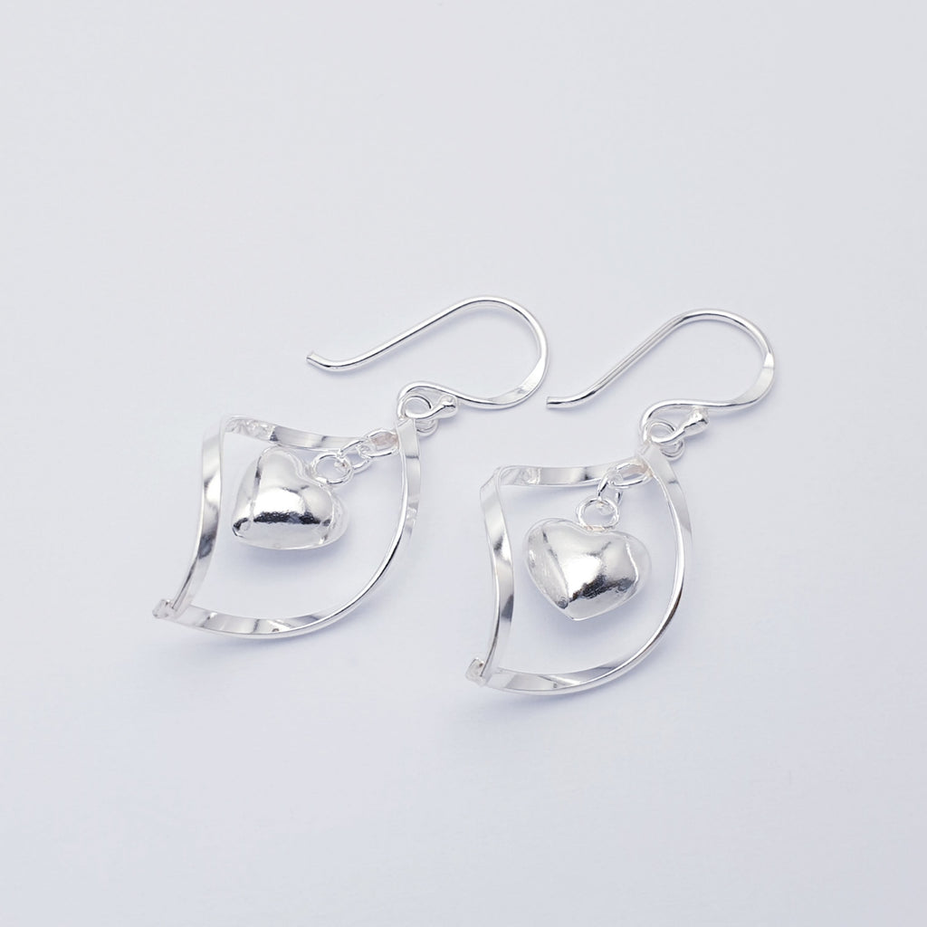 Sterling Silver Twisted Heart Earrings