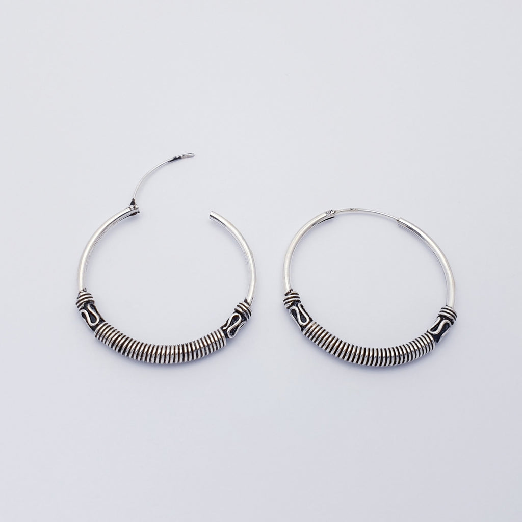 Sterling Silver Indo 3 cm Hoops