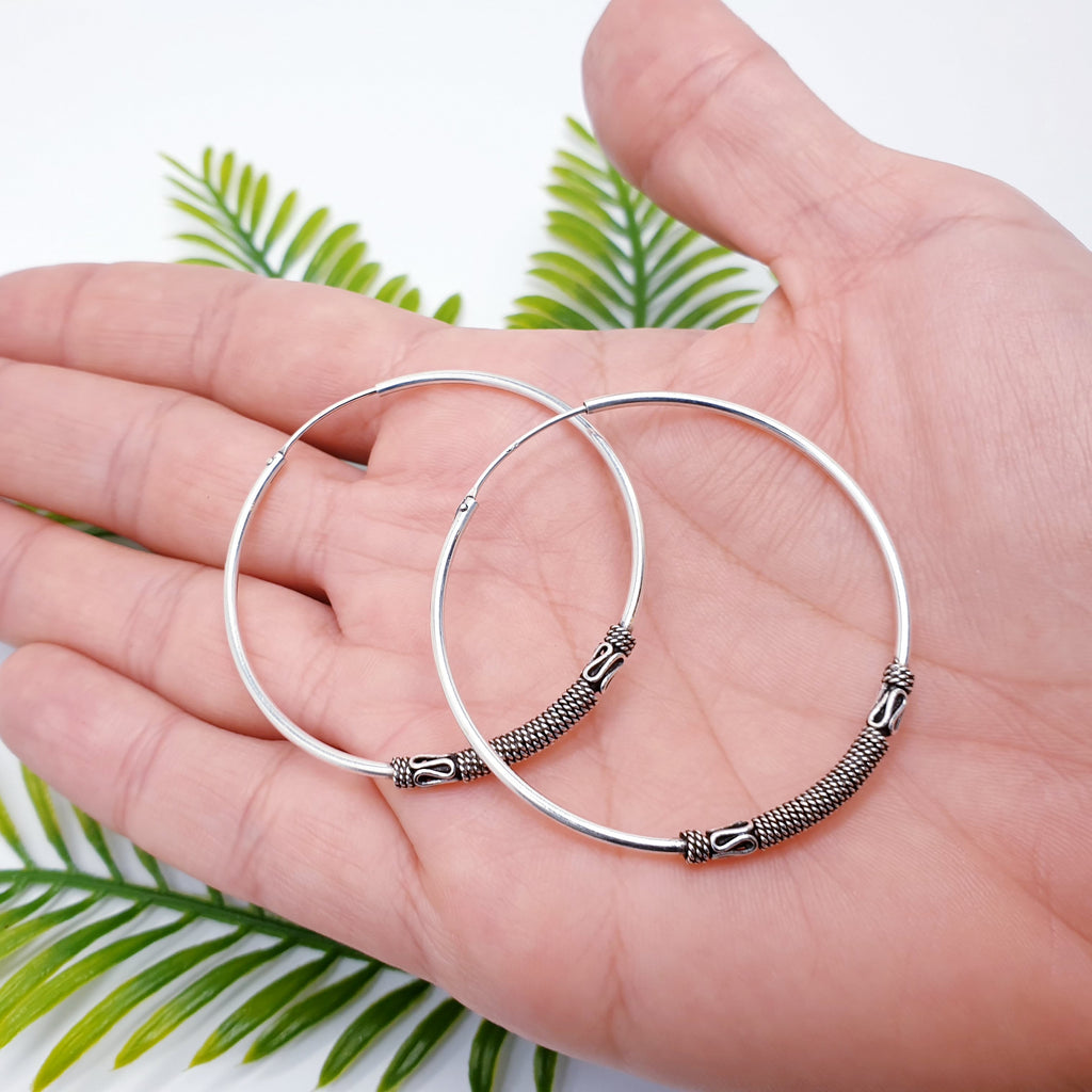 Sterling Silver Indo 4.5 cm Hoops